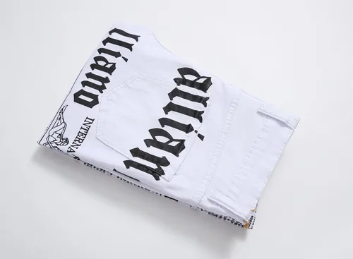 Miniatura 166 de Baylvn - Pantalones de mezclilla entallados y estampados para hombre con corte recto