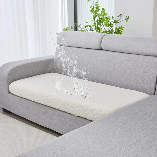 Miniatura 32 de Genina Fundas de cojín para sofá impermeables, fundas elásticas para sofá seccional, funda de cojín lavable, antideslizante, con parte inferior