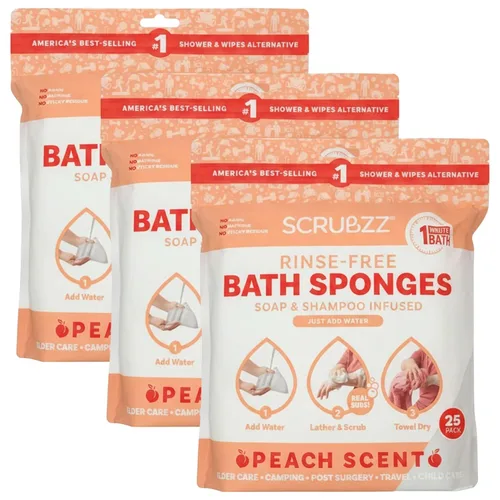 Miniatura 18 de Scrubzz Toallitas de baño desechables sin enjuague – Paquete de 25 – Toallitas de ducha todo en 1 de un solo uso, simplemente humedece, enjabona