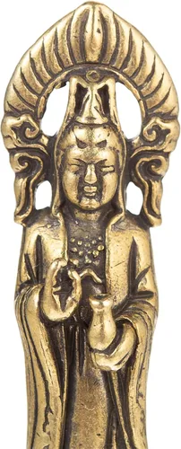 Miniatura 2 de FENGSHUI-CAISHEN Pequeña estatua de cobre Guan Yin, hecha a mano para meditar la decoración zen, pequeña figura de Quan Yin, Baby Kwan Yin