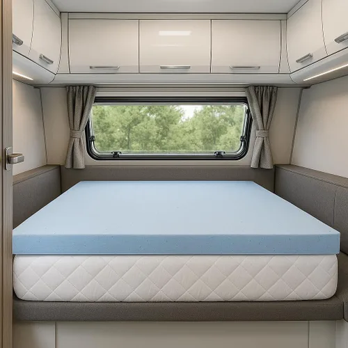 Lounj - Cubrecolchón de espuma viscoelástica de gel de 2 pulgadas para RV King (72x80), Azul