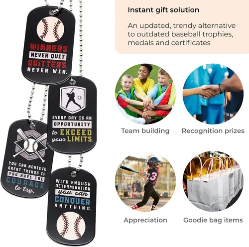 Miniatura 4 de Inkstone Collares de béisbol con etiqueta de perro Motivacional Be The Game Changer Paquete de 12 Regalo alentador para estudiantes, equipos