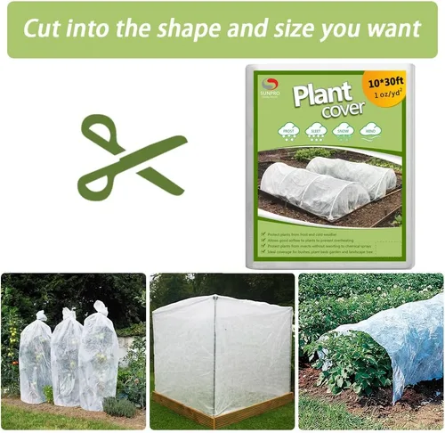 Miniatura 4 de SUNPRO Cubiertas para plantas, protección contra congelación, 10 pies x 30 pies, 1.0 oz/yd², cubierta flotante reutilizable para filas, mantas
