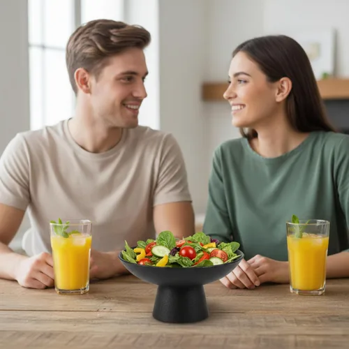 Miniatura 7 de Cabilock Bandeja de frutas de cerámica con patas altas para frutero decorativo para encimera de cocina, ideal para fiestas, aperitivos, postres