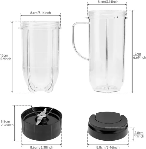 Miniatura 2 de Magic Bullet - Vasos para licuadora, taza alta de 22 onzas y 16 onzas con tapas abatibles para llevar y hoja cruzada, taza con tazas de asa apta