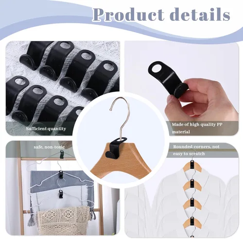 Miniatura 4 de MCPINKY Ganchos extensores de percha, 50 piezas de ganchos para colgar ropa, ganchos para colgar ropa, color negro