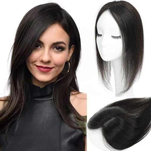 Miniatura 16 de Aimeolyn Toppers de cabello para mujer, cabello humano real, sin flequillo, extensiones de cabello superior para adelgazar, base de encaje Haisr