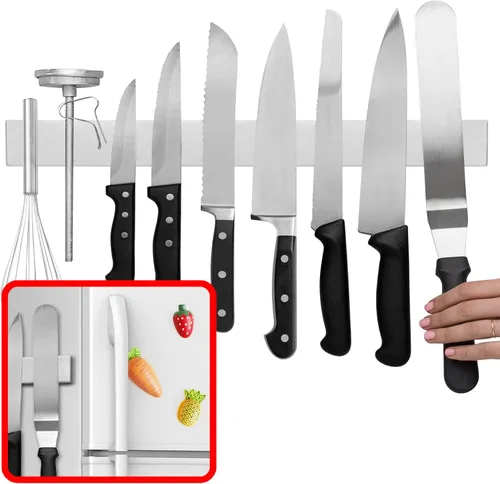 Miniatura 10 de Modern Innovations Portacuchillos magnético de 14 pulgadas para refrigerador, portacuchillos magnéticos para refrigerador o pared de cocina, sin