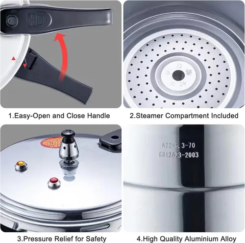 Miniatura 5 de Olla a presión, ollas a presión antiadherentes con capa al vapor de aleación de aluminio superabrasivo de gas superabrasivo y cocina de inducción