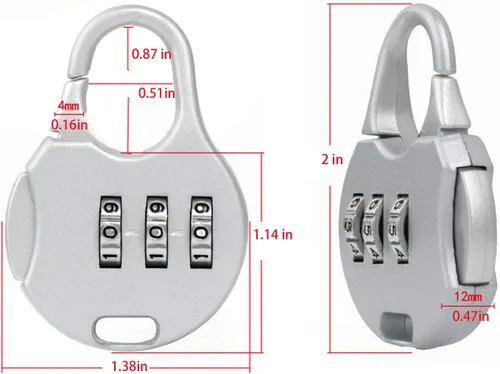 Miniatura 2 de Candado de combinación de viaje de 3 dígitos de aleación de zinc, pequeño candado de combinación segura para maleta, maleta, maletín, bolsa