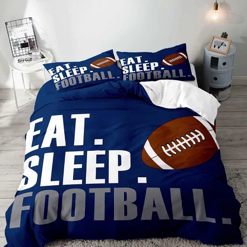 Miniatura 13 de LUVIVIHOME 2 piezas de funda de edredón de fútbol individual, ropa de cama deportiva, ropa de cama para niños, adolescentes y niños, funda de Gris
