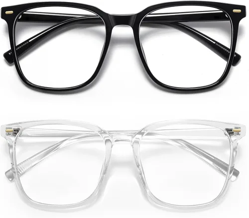 Miniatura 19 de Oversized Square Blue Light Blocking Glasses for Women Men, Anti-Fatigue Computer Monitor Glasses Reduce Eye Strain Negro+marrón transparente