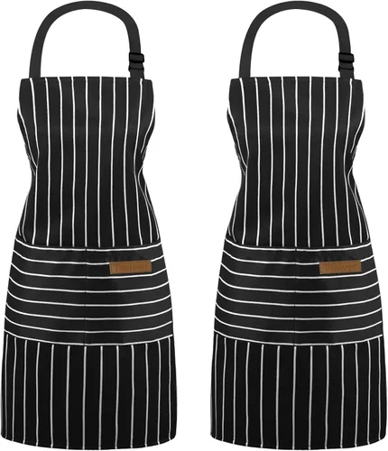 Taidven Paquete de 2 Delantales - Unisex, Delantal Ajustable con Babero para Cocina, Delantal de Cocina, Delantales para Hombres y Mujeres con