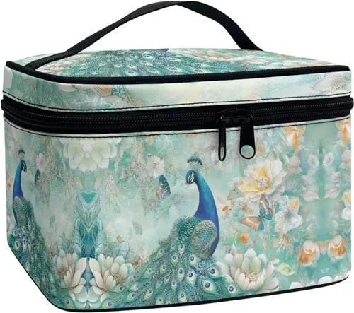 Miniatura 23 de 60S Groovy Hippie Flower Pink Pattern Travel Makeup Bags for Women Portable Tote Cosmetic Case with Carry Handle Toiletry Accessories Storage