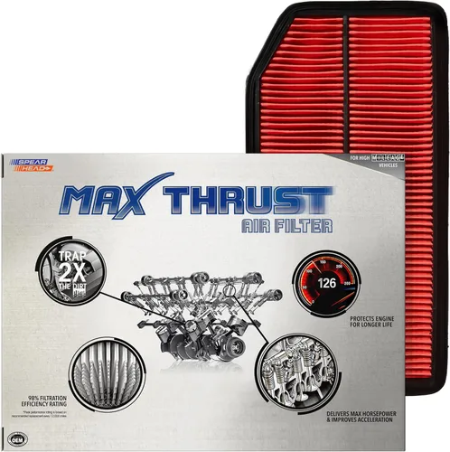 Miniatura 26 de Filtro de aire de motor Spearhead MPG Defense Max Thrust para vehículos de todo kilometraje, se adapta como el OEM, restaura MPG y aceleración