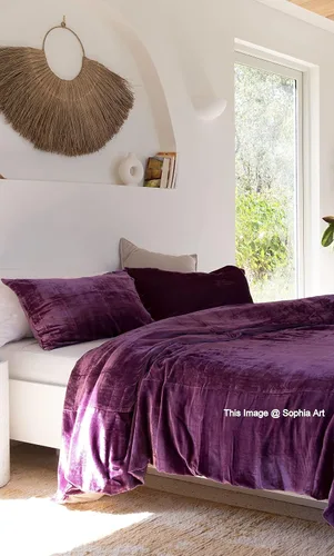 Miniatura 53 de Sophia-Art - Juego de 3 piezas de ropa de cama de terciopelo de rayón ultra lujo, funda de edredón boho de un solo color, funda de colcha