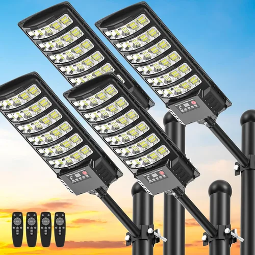 Farolas solares impermeables para exteriores, 6500 K, luz de inundación gran angular de 320°, luz LED de estacionamiento solar con sensor de