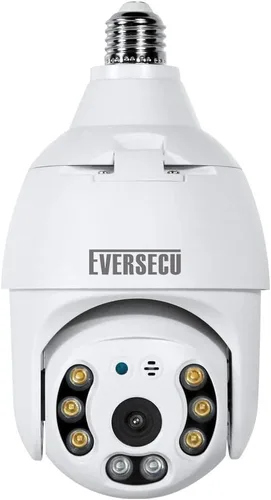 EVERSECU Cámara de seguridad de bombilla de 2K 4MP, cámara domo de 4 pulgadas, vista de 360°, WiFi e inalámbrico 2.4G, detección de movimiento,