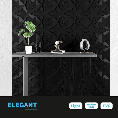 Miniatura 6 de Azulejos decorativos para techo Art3d de 5 cm x 5 cm con pegamento, paquete de 12 azulejos para falso cielorraso con diseño floral negro