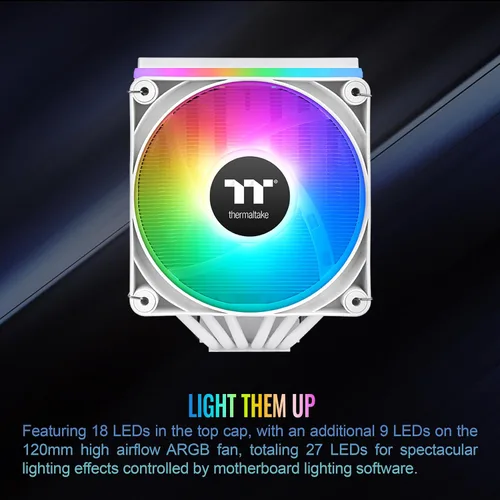 Miniatura 4 de Thermaltake Enfriador de CPU ASTRIA 600 ARGB; 6 tubos de calor de cobre; ventiladores PWM de 0.079 x 4.724 in; 500 ~ 1800 RPM; Torre dual