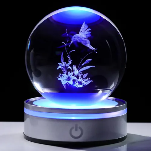 Miniatura 22 de Movdyka Bola de cristal 3D de colibrí, regalos para mujeres y hombres, adorno de colibrí de vidrio, figura de animales, decoración del hogar