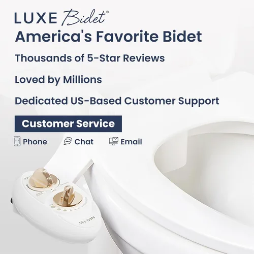 Miniatura 7 de LUXE Bidet NEO 185 - Boquilla doble, autolimpiante, accesorio de bidé no eléctrico para asiento de inodoro, presión de agua ajustable, lavado Dorado