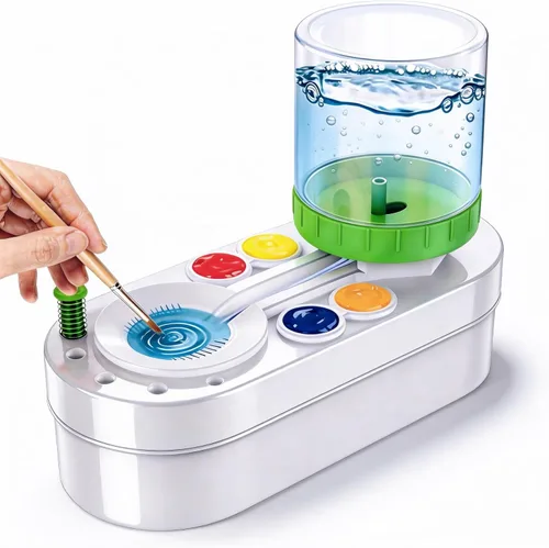 NIUCOO 2025 Limpiador de Pinceles Mejorado para Artistas, Estación de Pintura para Niños con Lavador de Pinceles, Estación de Pintura Portátil y
