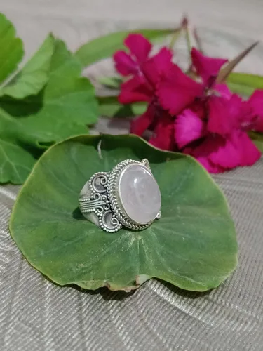 Miniatura 2 de Rose Quartz Gemstone Ring,925 Sterling Silver,Artistic Ring,Oval Shape Stone,Casual Wear,Designer Silver Ring,Engagement Ring,Promise Ring,Silver
