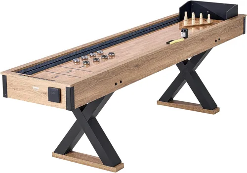 Mesa de tejo VEVOR, mesa de tejo de 9 pies para salas de juegos familiares, juego combinado de tejo y bolos 2 en 1, con superficie de juego