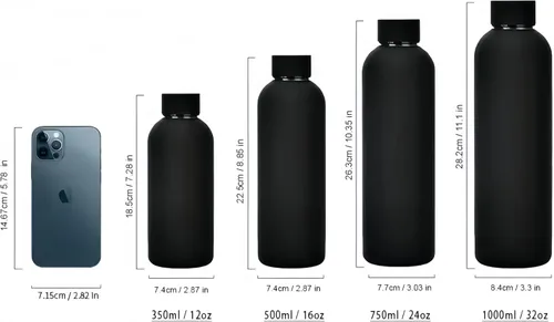 Miniatura 8 de Botella de agua deportiva de boca estrecha aislada de acero inoxidable de 17 onzas, frasco de vacío con forma de cola de doble pared