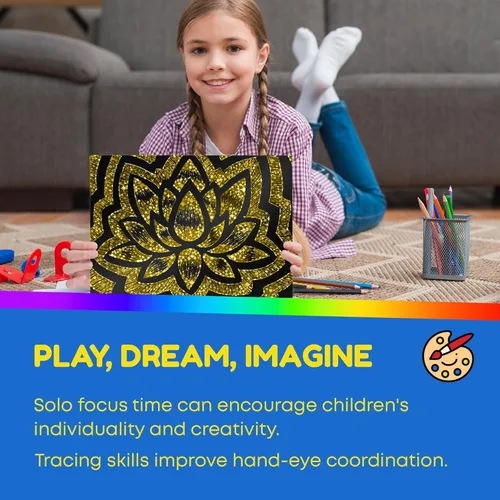 Miniatura 5 de Hygloss Products Scratch Fun - Juego de arte de papel de rascar negro mate para niños, el kit incluye 50 papeles holográficos plateados, 8.5 x 11