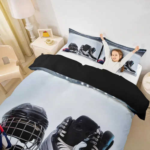 Miniatura 22 de Erosebridal Juego de ropa de cama de pingüinos, funda de edredón de animales antárticos para niños y niñas, funda de edredón estilo caricatura