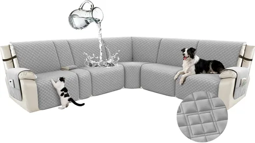 Miniatura 17 de Arfntevss Fundas para sofá seccional reclinable para sofá seccional en forma de L, funda antideslizante lavable para sofá reclinable con forma de L