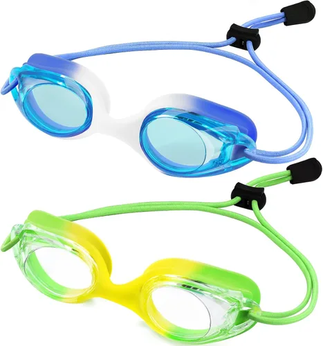 Miniatura 7 de Vvinca Gafas de natación para niños con correa elástica, sin fugas, antivaho, gafas para niños pequeños con ajuste rápido, edades 3-14 03-azul