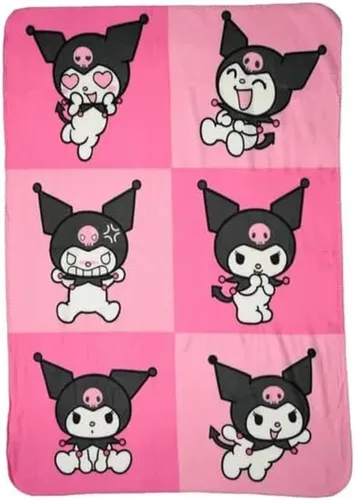 Northwest Sanrio Kuromi Manta de forro polar de tacto sedoso en color rosa, 45 x 60 pulgadas