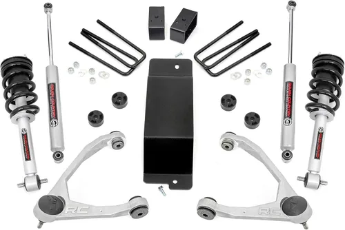 Miniatura 7 de Rough Country Kit de elevación de 3.5" con espaciadores de puntales/amortiguadores traseros N3 para Chevy Silverado y GMC Sierra 1500 (2007-2016)