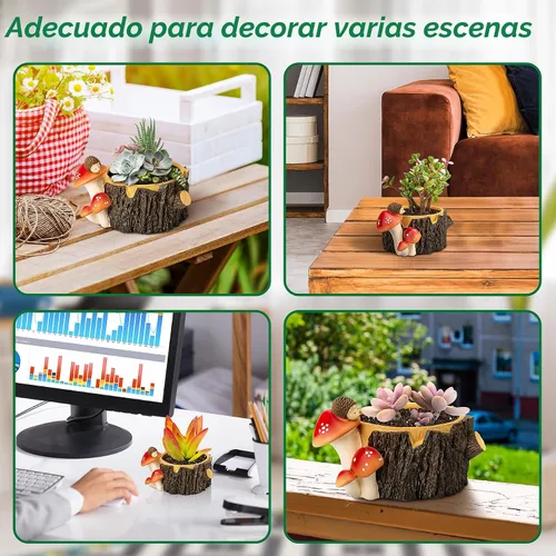 Miniatura 6 de Macetas para Suculentas con Forma de Erizo con Orificio de Drenaje, Macetas para Plantas de Interior/Cactus/Suculentas, Maceta de Interior Regalo