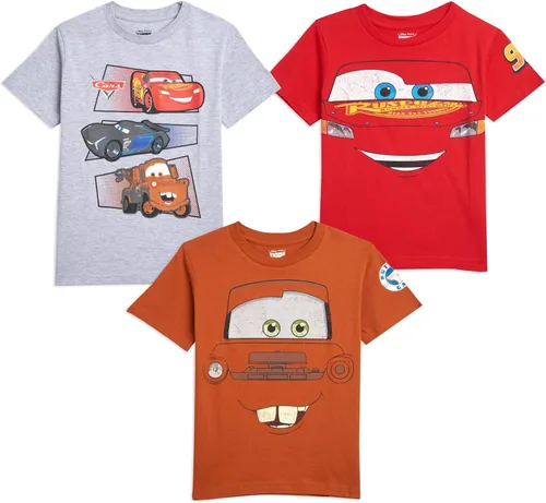 Disney Pixar Cars Tow Mater Lightning McQueen - Paquete de 3 camisetas para niños grandes