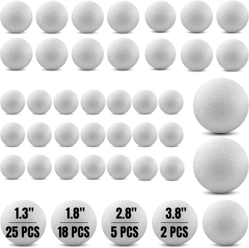 Miniatura 24 de Hygloss Bolas redondas de espuma para manualidades 6 piezas de espuma blanca de 3.8 pulgadas (XPS) para artes, pequeñas bolas de espuma