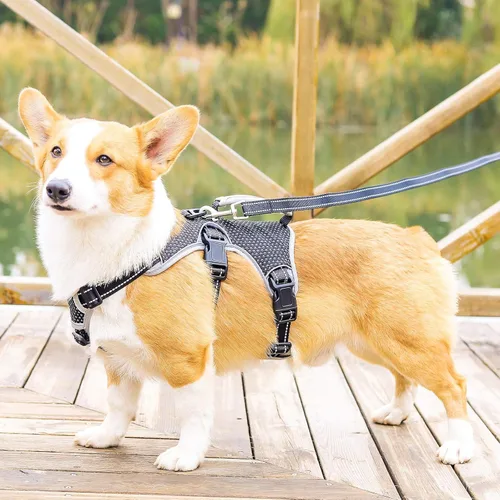 Miniatura 7 de Arnés de perro multiusos con soporte, arnés reflectante a prueba de escapes sin tirones ajustable con asa duradera, arnés para caminar para perros