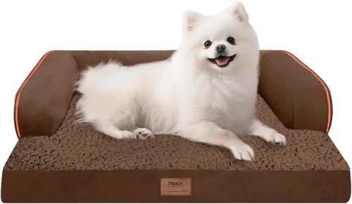 Miniatura 84 de Cama ortopédica impermeable para perros pequeños, cama para perros de tamaño mediano, cómoda cama para mascotas y gatos con lados, funda extraíble
