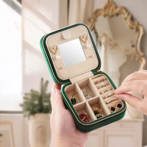 Miniatura 4 de Joyeros para mujer, joyero de viaje, organizador de viaje de joyería, pequeño joyero para mujer, estuche de viaje de joyería, organizador de aretes
