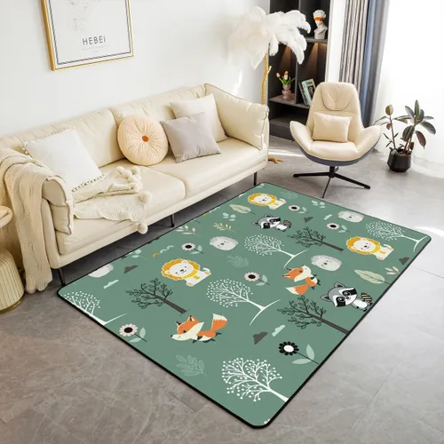 Miniatura 13 de Alfombra retro floral bohemia para sala de estar, alfombra de área de 5 x 7 pies para niños, pintura al óleo y flores, alfombra decorativa