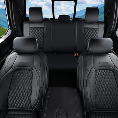 Coverado Fundas de Asientos de Automóvil Juego Completo, Fundas de Asientos de Automóvil de Cuero Impermeables para Dodge RAM 1500 Compatible con