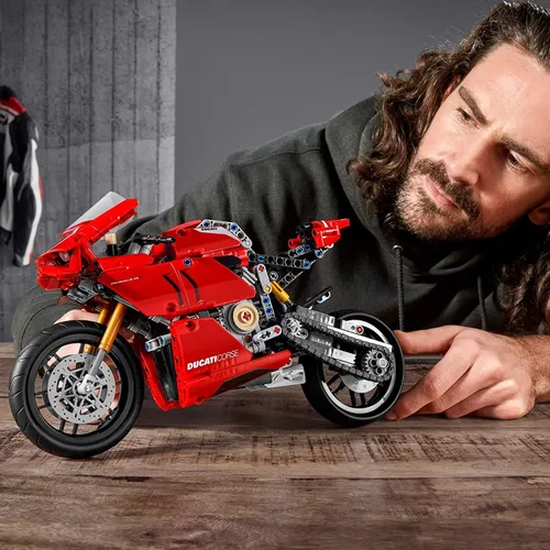 Miniatura 5 de LEGO Technic Ducati Panigale V4 R Motorcycle 42107 Juego de construcción – Kit coleccionable de modelo de exhibición de superbike con caja