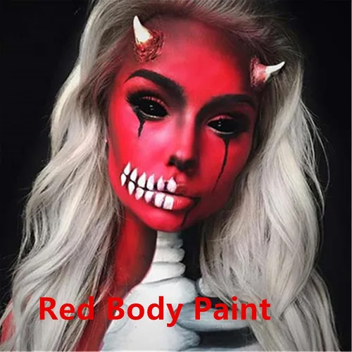 Miniatura 4 de Go Ho Pintura facial y corporal roja líquida (2.1 onzas), maquillaje rojo a base de agua y pintura corporal para aerógrafo maquillaje especial FX