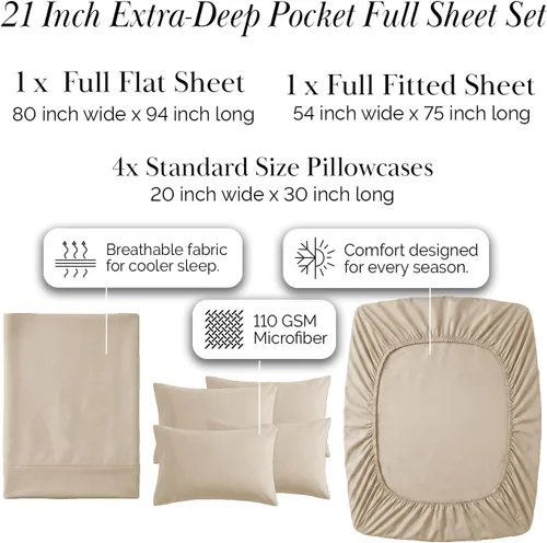 Miniatura 403 de Southshore Fine Living, Inc. Juego de 7 piezas de sábanas King divididas para cama ajustable, juego de sábanas King divididas con bolsillo de 21