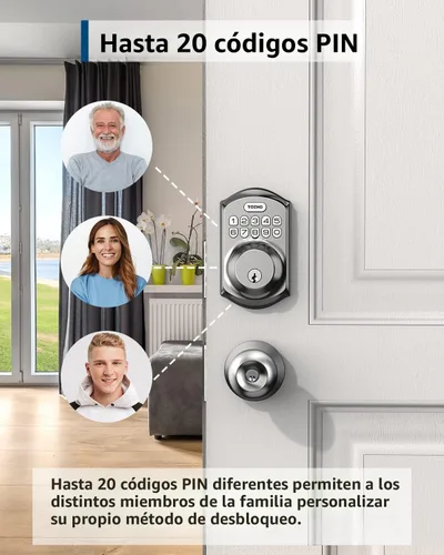 Miniatura 2 de TEEHO TE001 Cerradura de puerta de entrada sin llave con teclado, cerradura inteligente para puerta delantera con 2 llaves, bloqueo automático