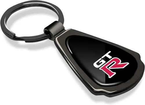 Miniatura 2 de iPick Image Hecho cúpula negra brillante oscuro Gunmetal lágrima llavero con logotipo para Nissan GT-R Logo