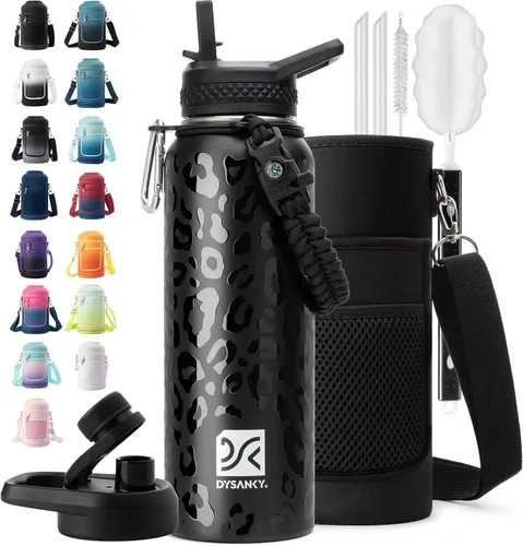 Miniatura 66 de DYSANKY Botella de agua aislada de 32 onzas, metal al vacío de acero inoxidable grueso, jarra de agua deportiva portátil para gimnasio y senderismo